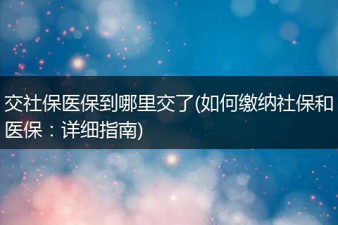 交社保医保到哪里交了(如何缴纳社保和医保：详细指南)