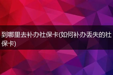 到哪里去补办社保卡(如何补办丢失的社保卡)