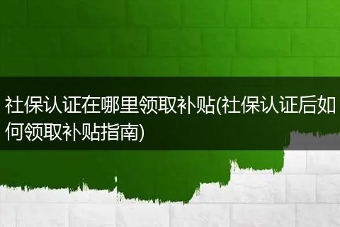 社保认证在哪里领取补贴(社保认证后如何领取补贴指南)