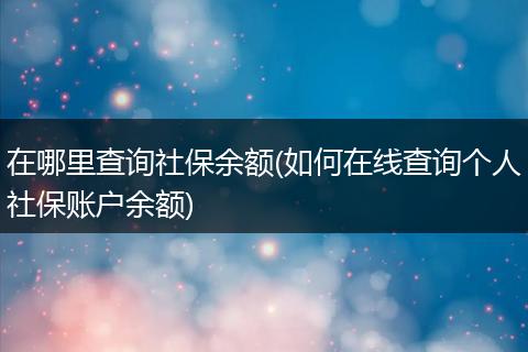 在哪里查询社保余额(如何在线查询个人社保账户余额)