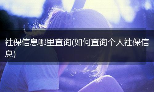 社保信息哪里查询(如何查询个人社保信息)