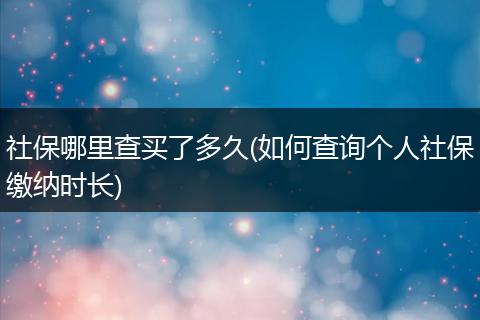 社保哪里查买了多久(如何查询个人社保缴纳时长)