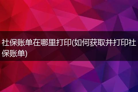 社保账单在哪里打印(如何获取并打印社保账单)