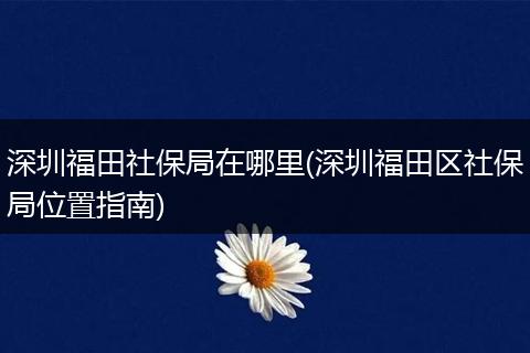 深圳福田社保局在哪里(深圳福田区社保局位置指南)