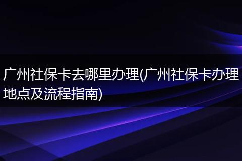 广州社保卡去哪里办理(广州社保卡办理地点及流程指南)