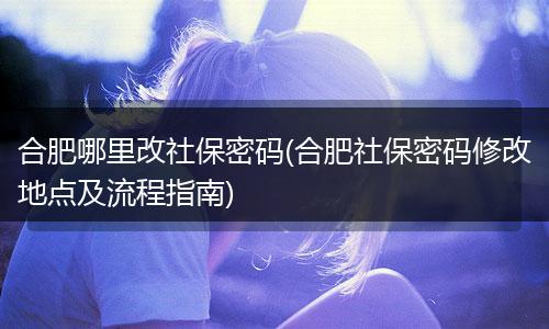 合肥哪里改社保密码(合肥社保密码修改地点及流程指南)