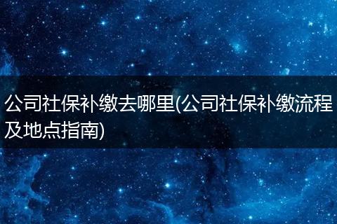 公司社保补缴去哪里(公司社保补缴流程及地点指南)