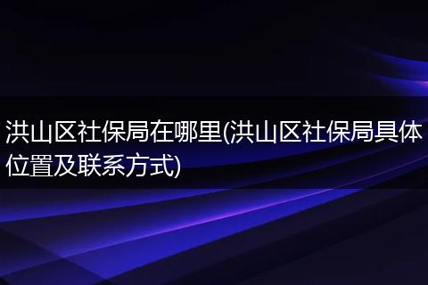 洪山区社保局在哪里(洪山区社保局具体位置及联系方式)