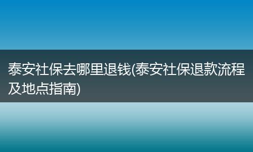 泰安社保去哪里退钱(泰安社保退款流程及地点指南)
