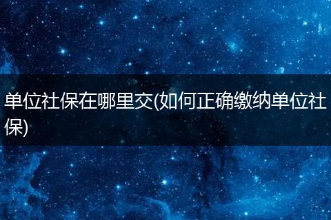 单位社保在哪里交(如何正确缴纳单位社保)