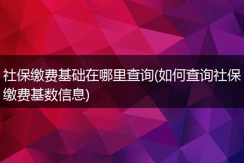 社保缴费基础在哪里查询(如何查询社保缴费基数信息)