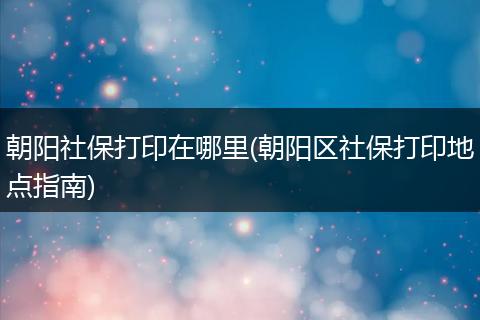 朝阳社保打印在哪里(朝阳区社保打印地点指南)