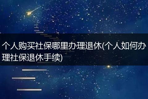 个人购买社保哪里办理退休(个人如何办理社保退休手续)