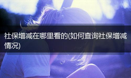 社保增减在哪里看的(如何查询社保增减情况)