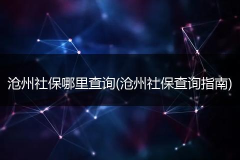 沧州社保哪里查询(沧州社保查询指南)