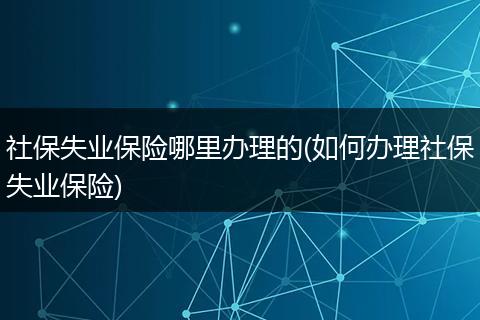 社保失业保险哪里办理的(如何办理社保失业保险)