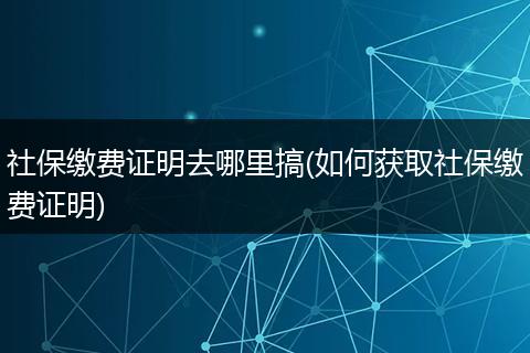 社保缴费证明去哪里搞(如何获取社保缴费证明)