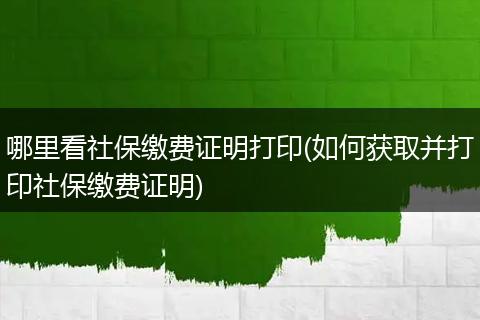 哪里看社保缴费证明打印(如何获取并打印社保缴费证明)