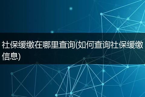 社保缓缴在哪里查询(如何查询社保缓缴信息)