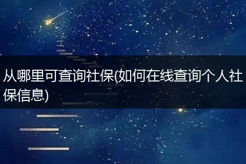 从哪里可查询社保(如何在线查询个人社保信息)