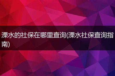 溧水的社保在哪里查询(溧水社保查询指南)