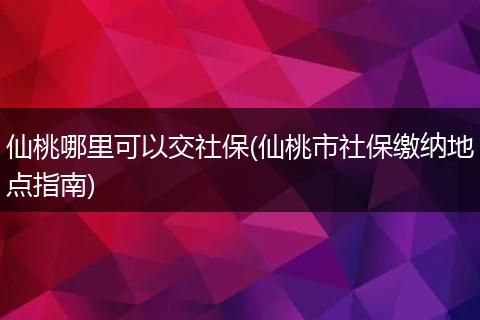 仙桃哪里可以交社保(仙桃市社保缴纳地点指南)
