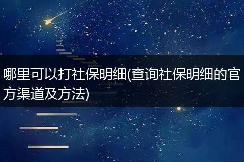 哪里可以打社保明细(查询社保明细的官方渠道及方法)