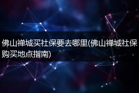 佛山禅城买社保要去哪里(佛山禅城社保购买地点指南)