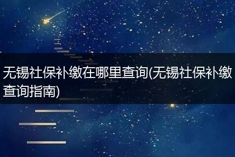 无锡社保补缴在哪里查询(无锡社保补缴查询指南)