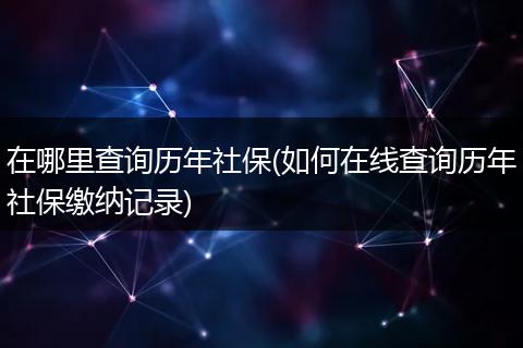 在哪里查询历年社保(如何在线查询历年社保缴纳记录)