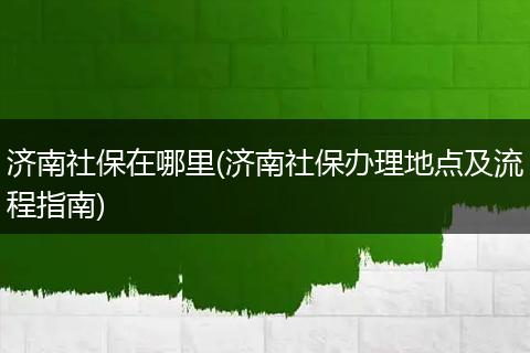 济南社保在哪里(济南社保办理地点及流程指南)