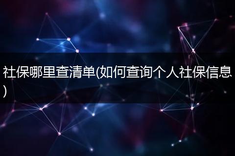 社保哪里查清单(如何查询个人社保信息)