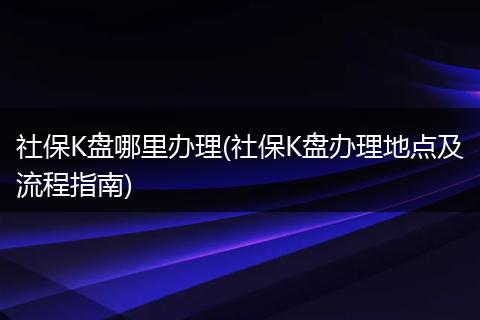 社保K盘哪里办理(社保K盘办理地点及流程指南)