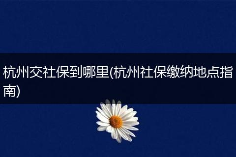 杭州交社保到哪里(杭州社保缴纳地点指南)