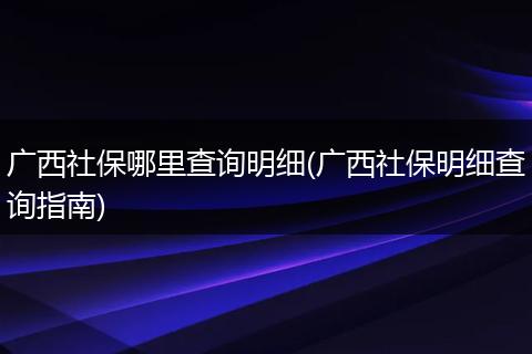 广西社保哪里查询明细(广西社保明细查询指南)