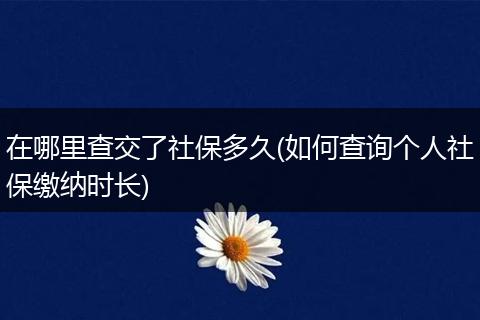 在哪里查交了社保多久(如何查询个人社保缴纳时长)