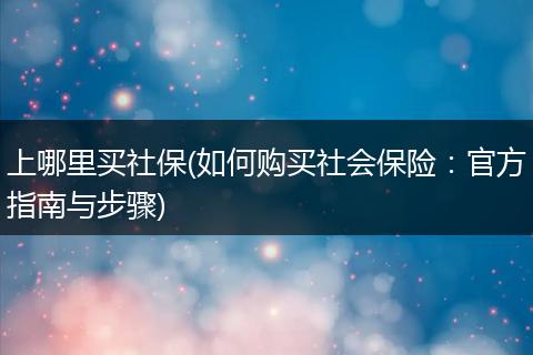 上哪里买社保(如何购买社会保险：官方指南与步骤)