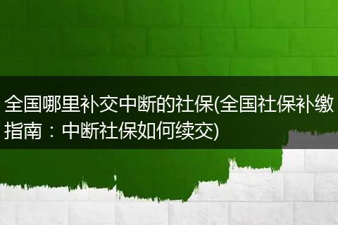 全国哪里补交中断的社保(全国社保补缴指南：中断社保如何续交)
