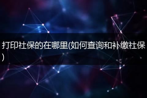 打印社保的在哪里(如何查询和补缴社保)