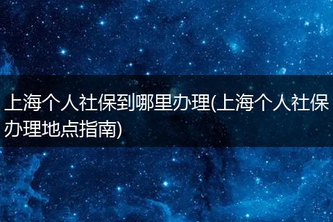 上海个人社保到哪里办理(上海个人社保办理地点指南)