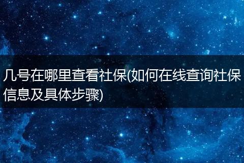 几号在哪里查看社保(如何在线查询社保信息及具体步骤)