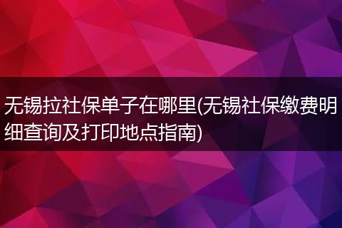 无锡拉社保单子在哪里(无锡社保缴费明细查询及打印地点指南)