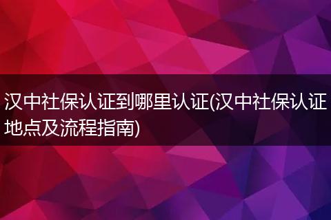 汉中社保认证到哪里认证(汉中社保认证地点及流程指南)