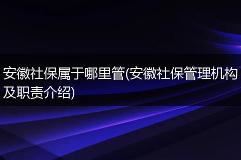 安徽社保属于哪里管(安徽社保管理机构及职责介绍)