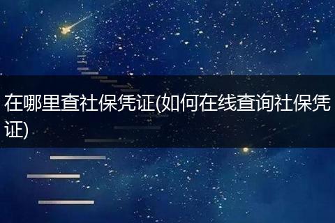 在哪里查社保凭证(如何在线查询社保凭证)