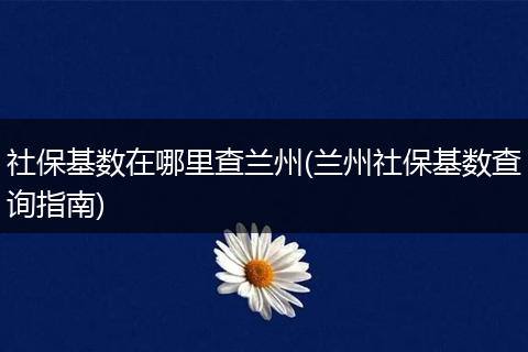 社保基数在哪里查兰州(兰州社保基数查询指南)
