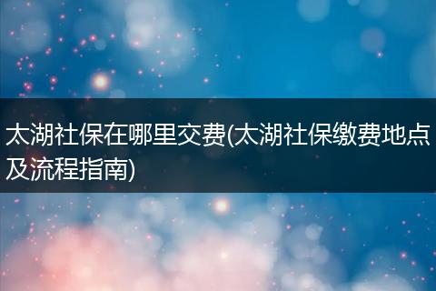 太湖社保在哪里交费(太湖社保缴费地点及流程指南)