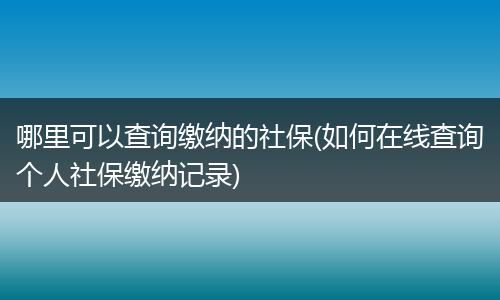 哪里可以查询缴纳的社保(如何在线查询个人社保缴纳记录)