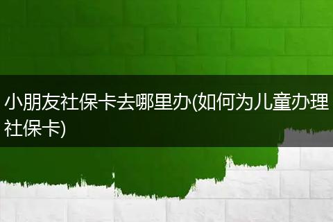 小朋友社保卡去哪里办(如何为儿童办理社保卡)