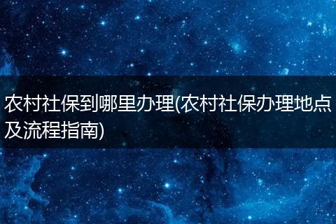 农村社保到哪里办理(农村社保办理地点及流程指南)